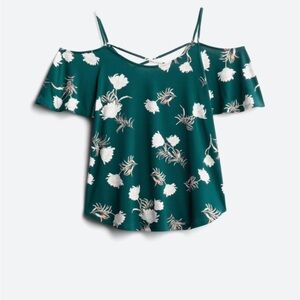 COLD SHOULDER HUNTER GREEN BLOUSE